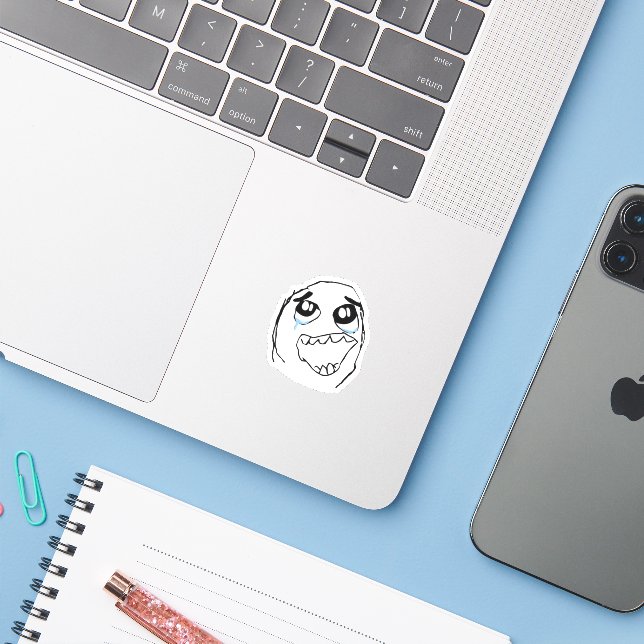 Happy Derp Meme Sticker (Laptop w/ iPhone)