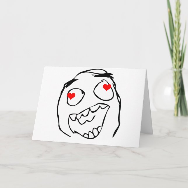 Happy derp Valentine in love - meme Holiday Card (Front)