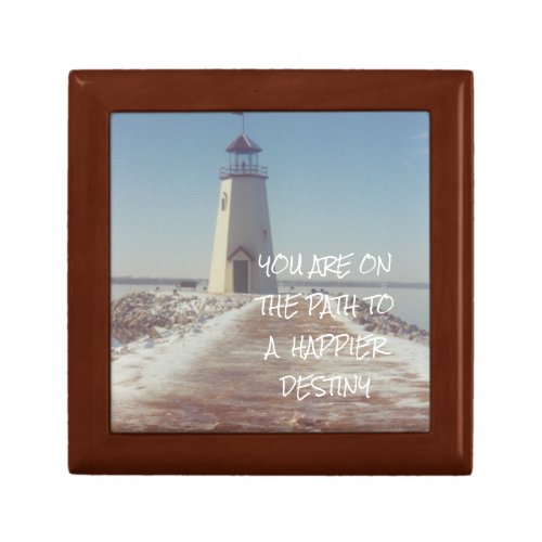 Happy Destiny Quote Lighthouse Lake Photography Gift Box