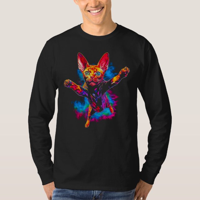 Happy Devon Rex Cat T-Shirt (Front)