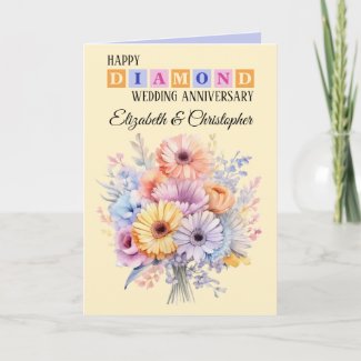 Happy Diamond Anniversary names flowers peach