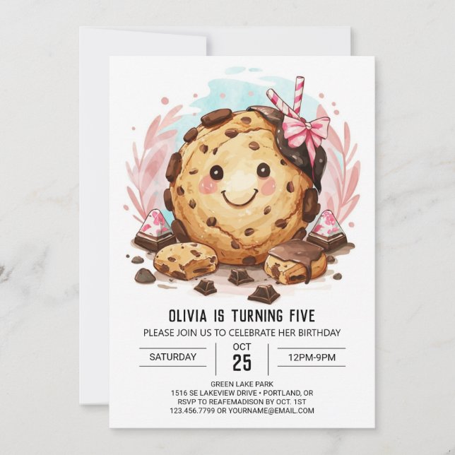 Happy Digital Elegant Cookies Birthday Invitation (Front)