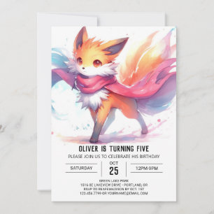 Happy Digital Fox Birthday Invitation