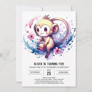  Happy Digital Monkey Birthday Invitation