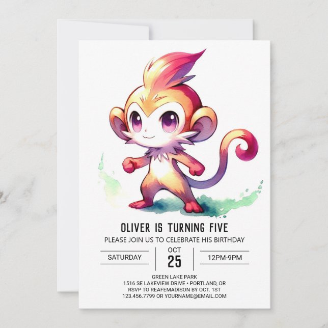 Happy Digital Monkey Birthday Invitation (Front)