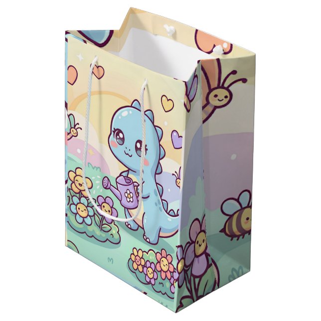 Happy Dino Garden Medium Gift Bag (Front Angled)