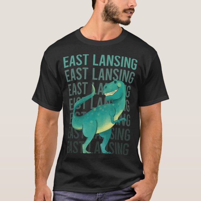 Happy Dinosaur East Lansing T-Shirt (Front)