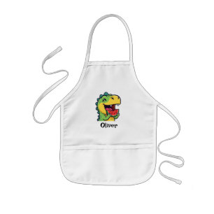 Happy Dinosaur Eating Watermelon Kids' Apron
