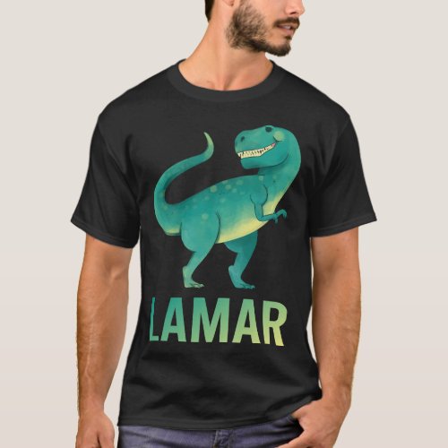 Happy Dinosaur _ Lamar Name T_Shirt