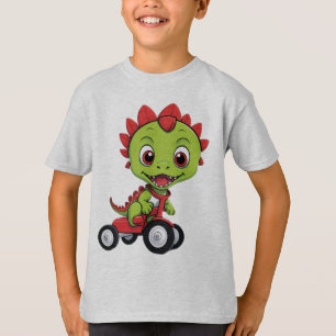 happy Dinosaur on Tiny Tricycle T-Shirt