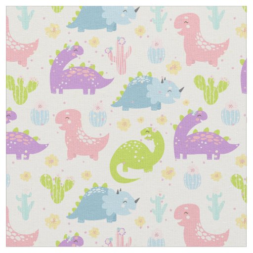 Happy Dinosaur print fabric