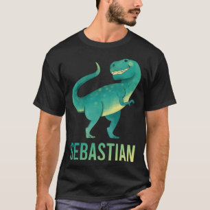 Happy Dinosaur - Sebastian Name T-Shirt