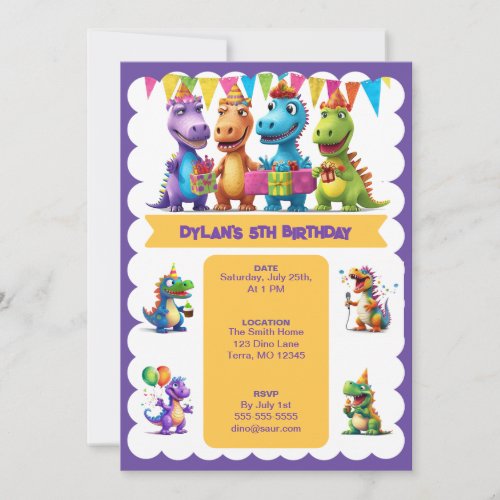 Happy Dinosaurs Birthday Invitation