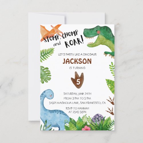Happy Dinosaurs Birthday Invitation
