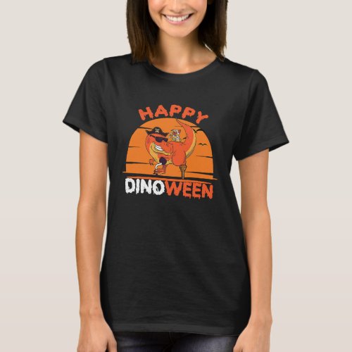 Happy Dinoween dinosaur dog for a Dinosaur Pirate T_Shirt