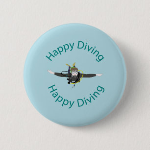 Happy diving pinback button