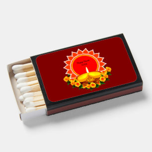 Happy Diwali 20xx Add Year or Text Marigolds Matchboxes
