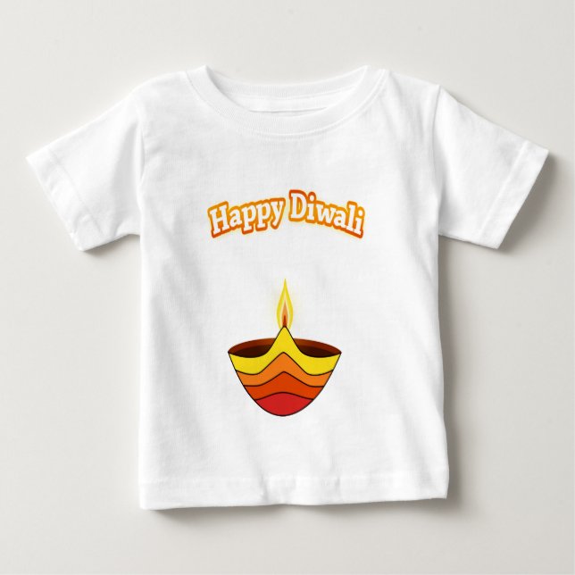 Happy Diwali and Diya Lamp Baby T-Shirt (Front)