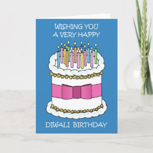 Happy Diwali Birthday Cake and Candles Card