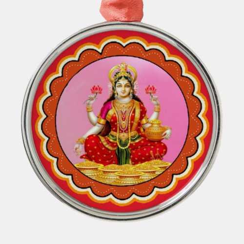 Happy Diwali Blessing Hindu Goddess lakshmi Metal Ornament