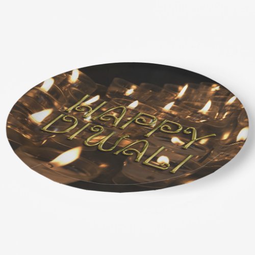 Happy Diwali Candlelight Candles Flame Lights Paper Plates