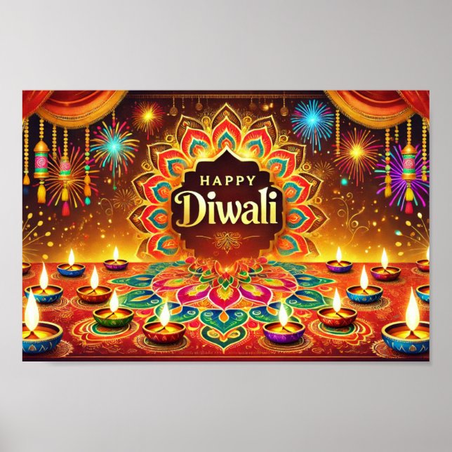 Happy Diwali - Celebrate The Festival of Light  Poster (Front)