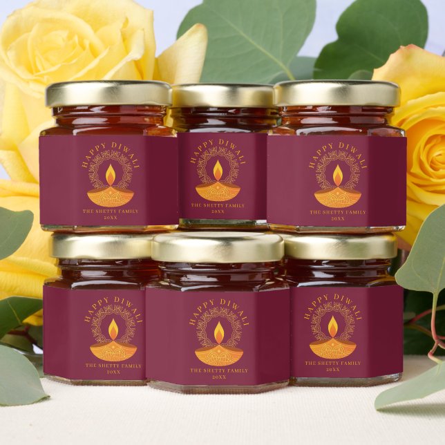 Happy Diwali Celebration Personalized Gift Honey Jar Favors (Insitu)