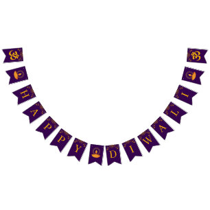 Happy Diwali Celebration Purple Bunting Flags