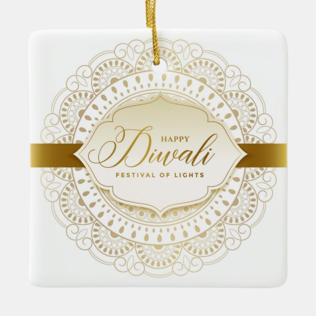 Happy Diwali Ceramic Ornament (Front)