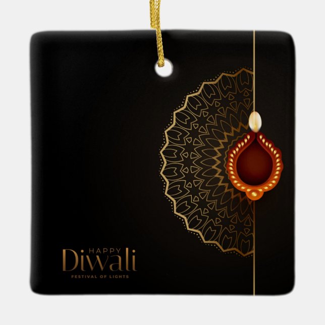 Happy Diwali Ceramic Ornament (Front)