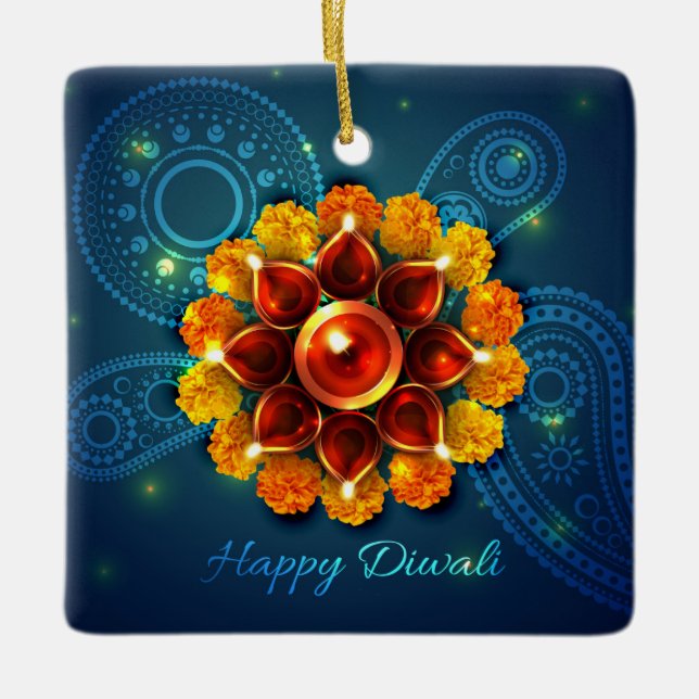 Happy Diwali Ceramic Ornament (Front)