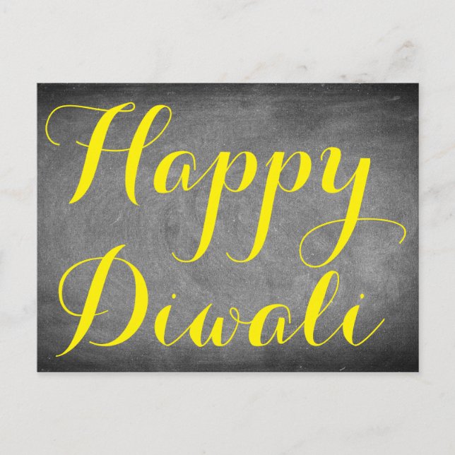 Happy Diwali Chalkboard Typography Custom Card (Front)