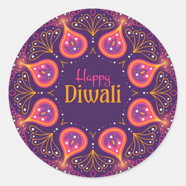 Happy Diwali  Classic Round Sticker (Front)