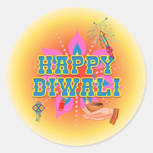 Happy Diwali Classic Round Sticker