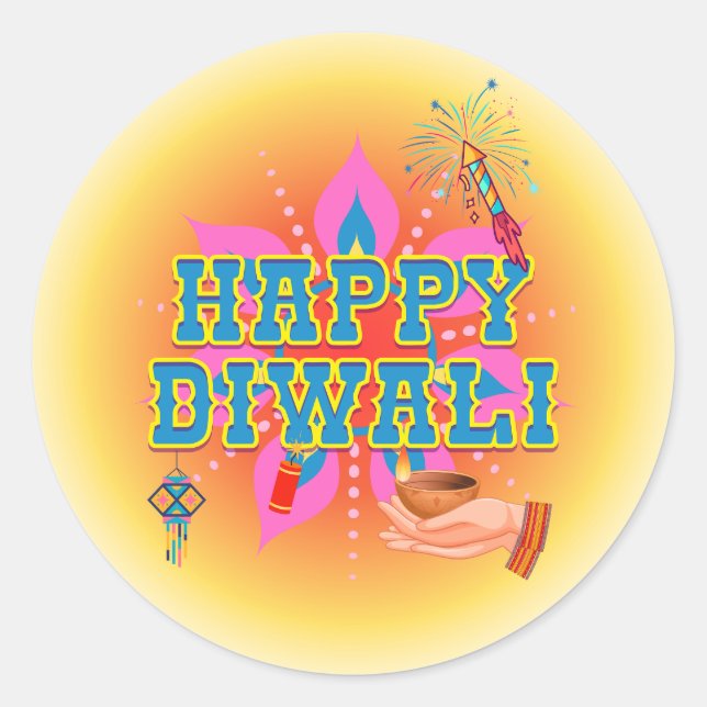 Happy Diwali Classic Round Sticker (Front)