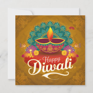 Happy Diwali Colorful Diya Festival of Light Holiday Card