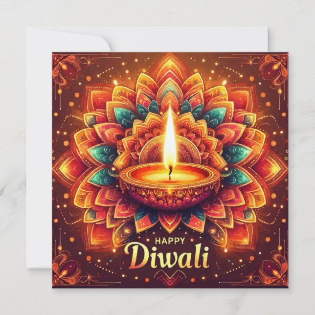 Happy Diwali Colorful Mandala Festival of Light Holiday Card (Front)
