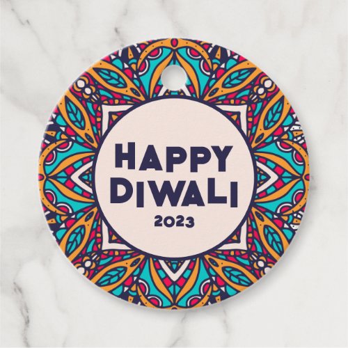 Happy Diwali Colorful Rangoli Greeting Tag