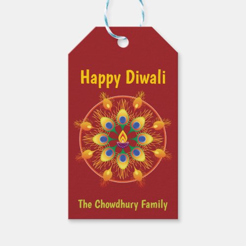 Happy Diwali custom texts maroon  maroon Gift T Gift Tags