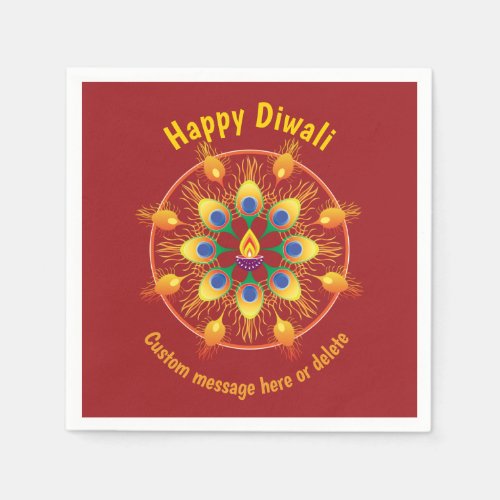 Happy Diwali custom texts maroon  maroon Napkins