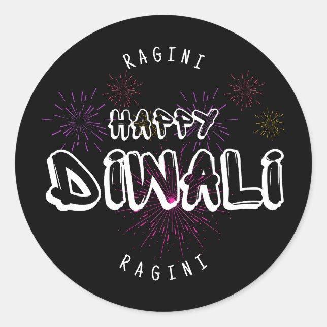Happy Diwali – customisable and personalised  Classic Round Sticker (Front)
