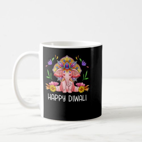 Happy Diwali Cute Elephant Deepavali Hindu Festiva Coffee Mug