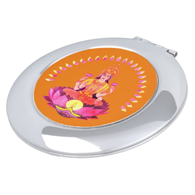 Happy Diwali - Deepalavi Lakshmi Goddess 1 Compact Mirror (Turned)