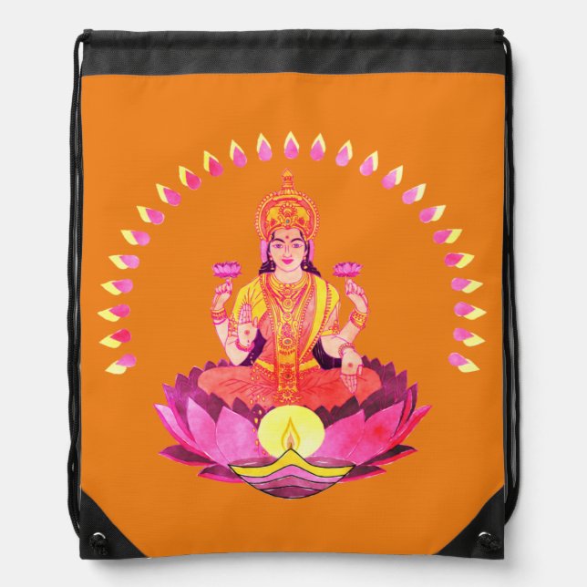 Happy Diwali - Deepalavi Lakshmi Goddess 1 Drawstring Bag (Front)