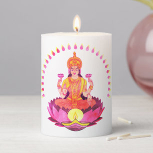 Happy Diwali - Deepalavi Lakshmi Goddess 1 Pillar Candle