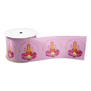 Happy Diwali - Deepalavi Lakshmi Goddess 1 Satin Ribbon