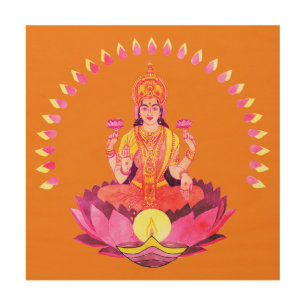 Happy Diwali - Deepalavi Lakshmi Goddess 1 Wood Wall Art