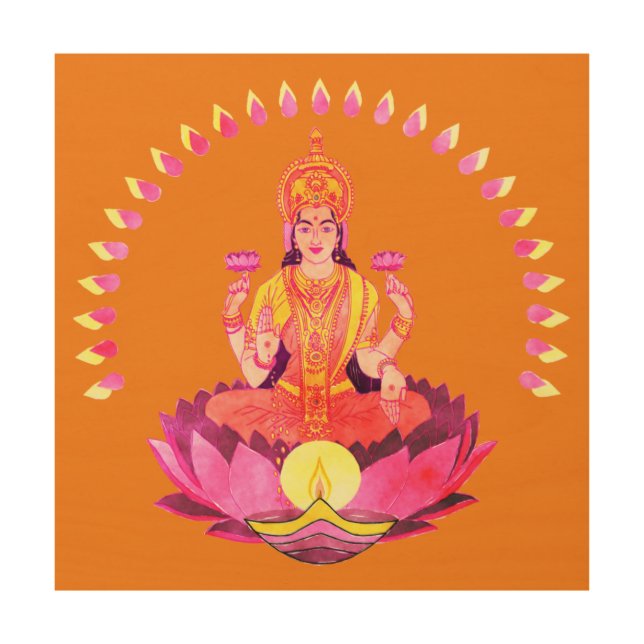 Happy Diwali - Deepalavi Lakshmi Goddess 1 Wood Wall Art (Front)