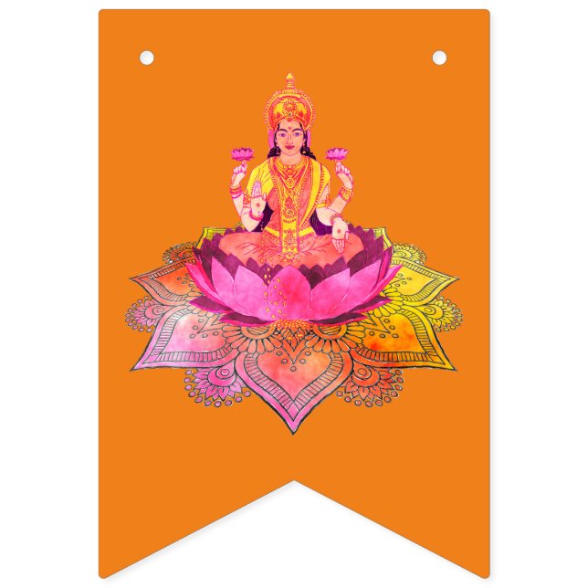 Happy Diwali - Deepalavi Lakshmi Goddess 4 Bunting Flags (First Flag)
