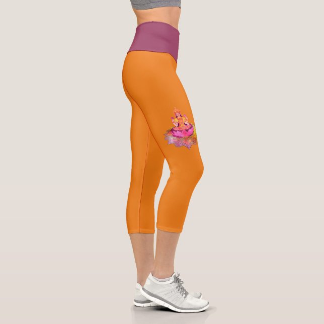 Happy Diwali - Deepalavi Lakshmi Goddess 4 Capri Leggings (Right)